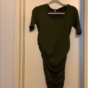 Green ruched maternity dress